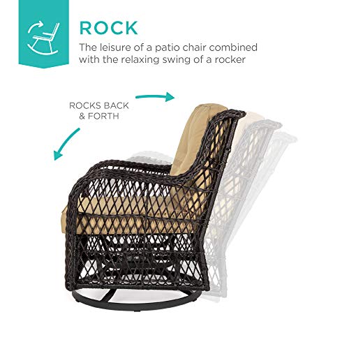 3-Piece Outdoor Wicker Patio Bistro Set with Swivel Rocking Chairs and Side Table U2438
