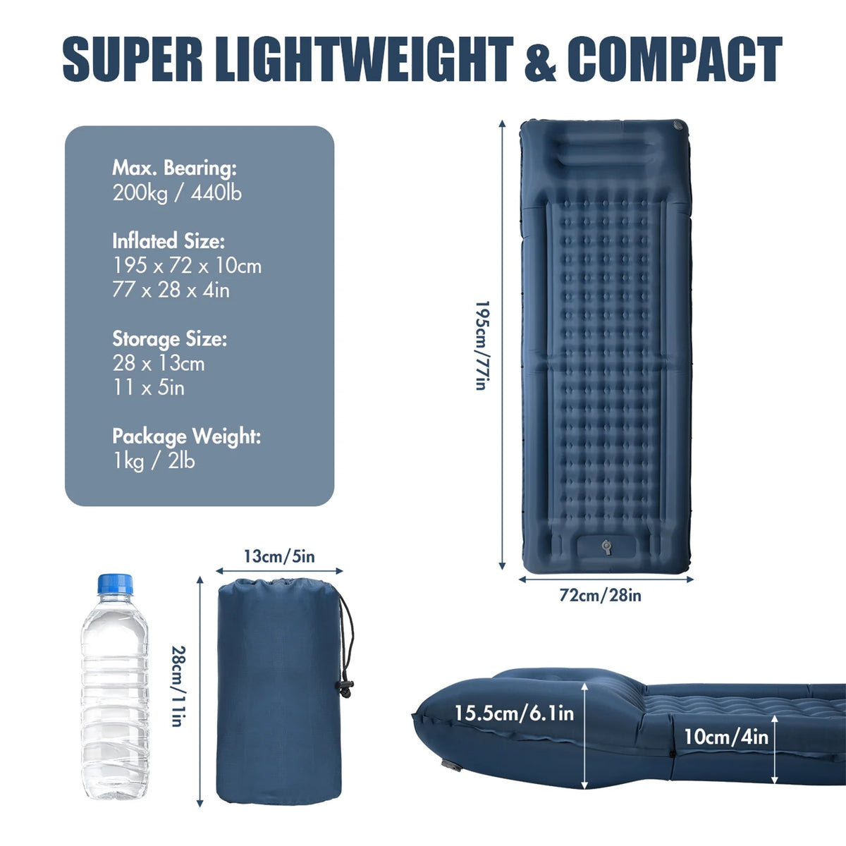 Inflatable Sleeping Pad 4 Inch Thick Air Mattress H9005