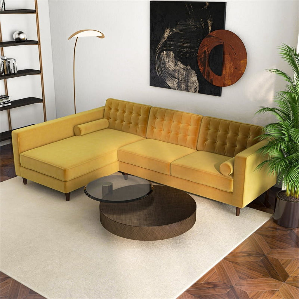 Gold Velvet Left-Facing Sectional I66061