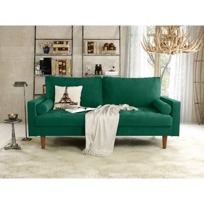 Green Velvet Square Arm Loveseat V594891