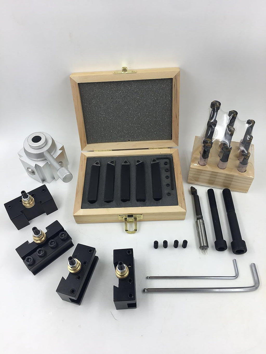 Quick Change Tool Post Holder Set with Boring Bar and Carbide Inserts D238139