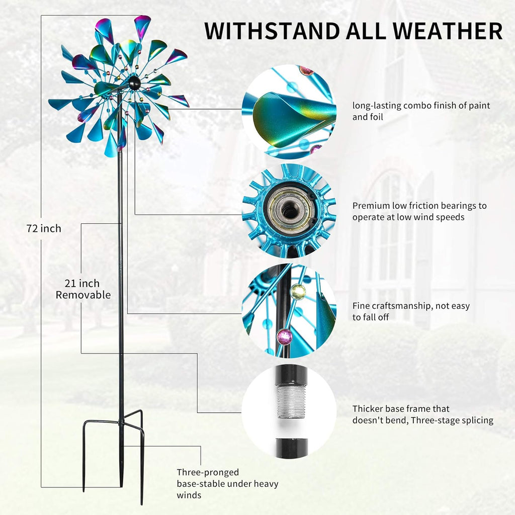 Kinetic Wind Spinners Outdoor Metal, 72 Inches Wind Catchers with Metal Stake F878210