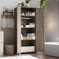 Light Rustic Oak Storage Pantry Cabinet with 2 Doors and Adjustable Shelves L6647