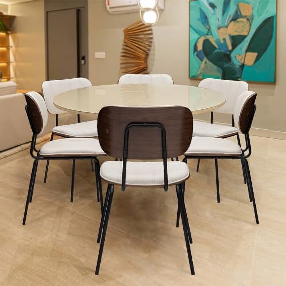 Faux Leather Walnut Dining Chairs with Ergonomic Backrest Upholstered Seat Y9767