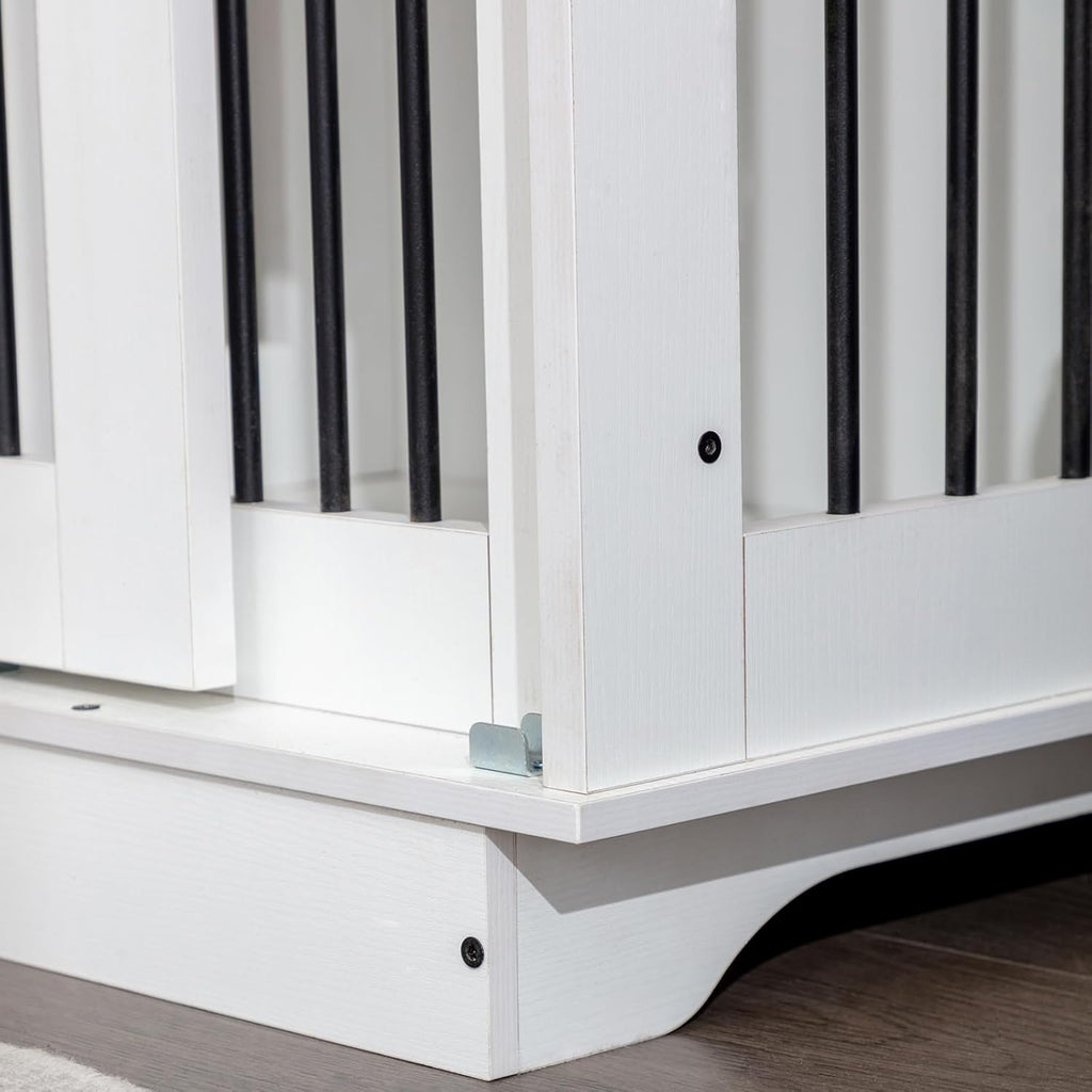 White Wooden Double Dog Crate Furniture with Drawers O674