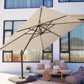 Beige 9x9 FT Square Cantilever Patio Umbrella with Aluminum Frame B474719