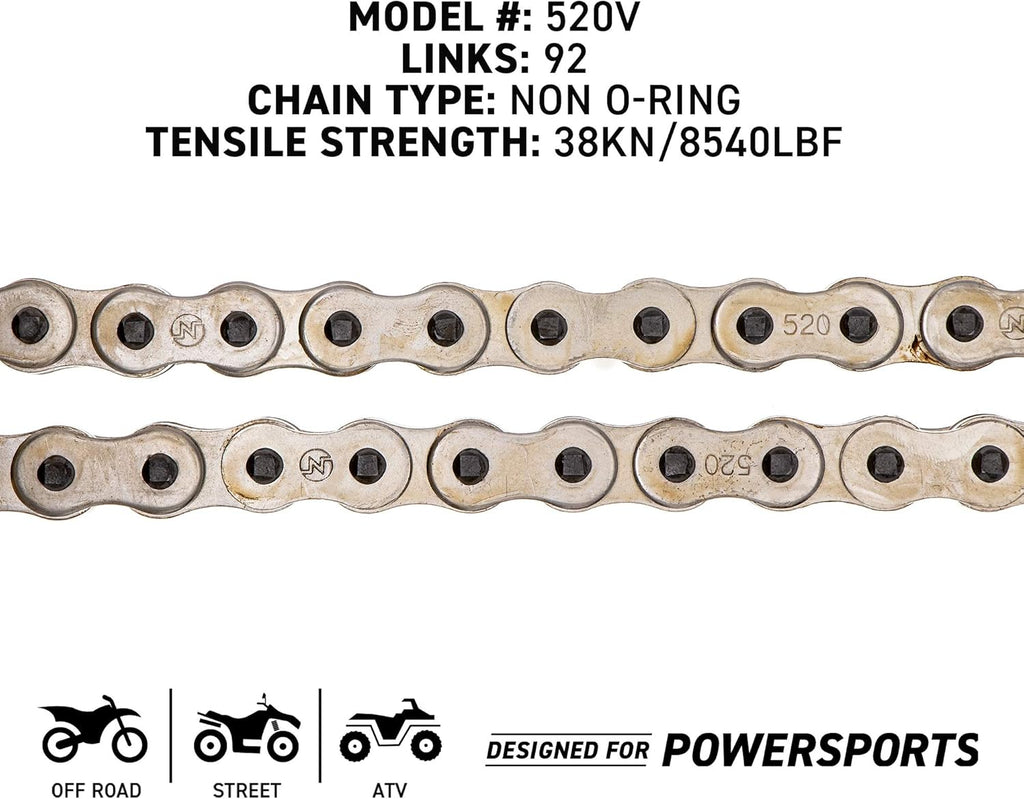 Drive Sprocket Chain Combo Front 13 Rear 40 Tooth 520NZ Standard 92 Links Pack of 2 H9873