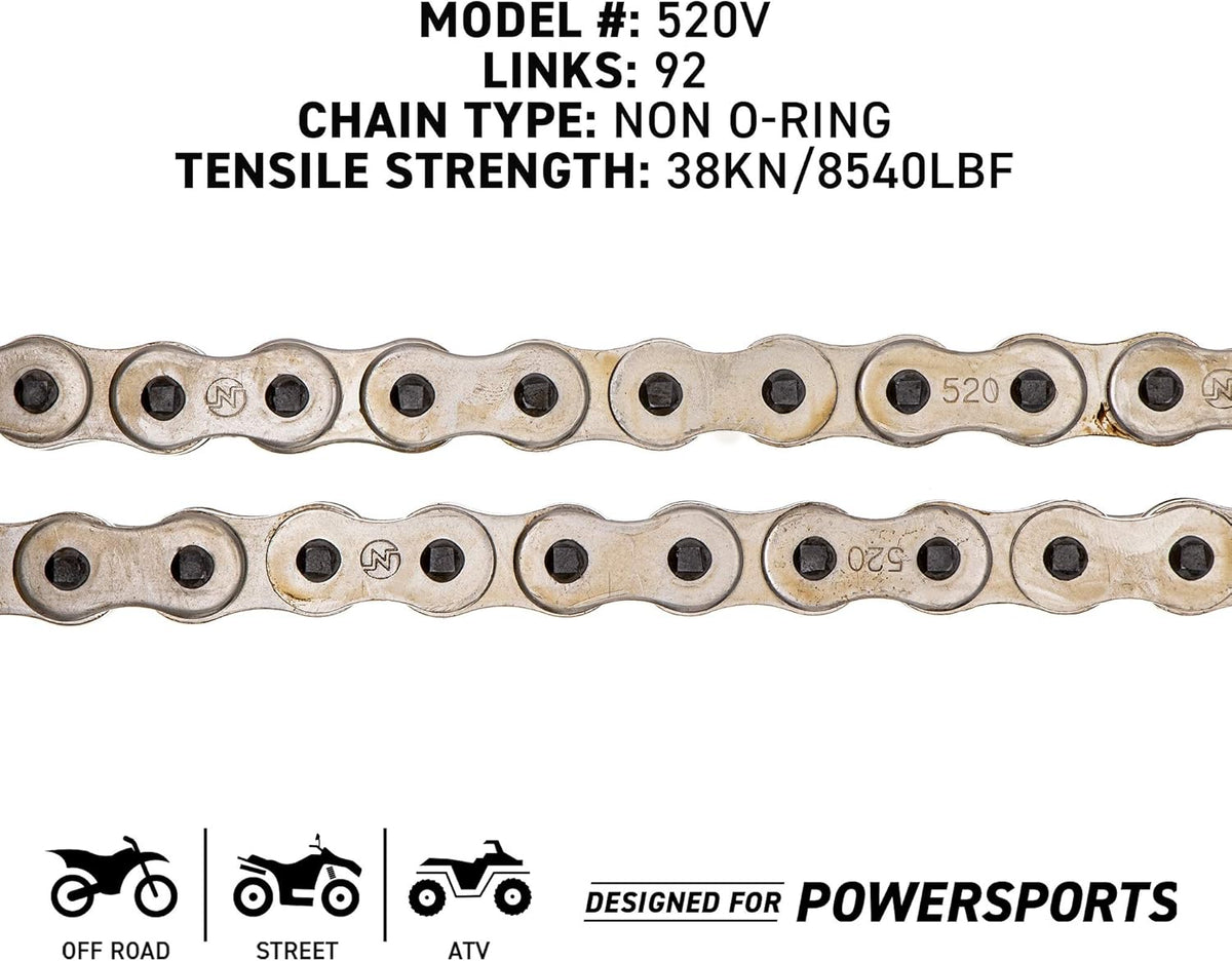 Drive Sprocket Chain Combo Front 13 Rear 40 Tooth 520NZ Standard 92 Links Pack of 2 H9873