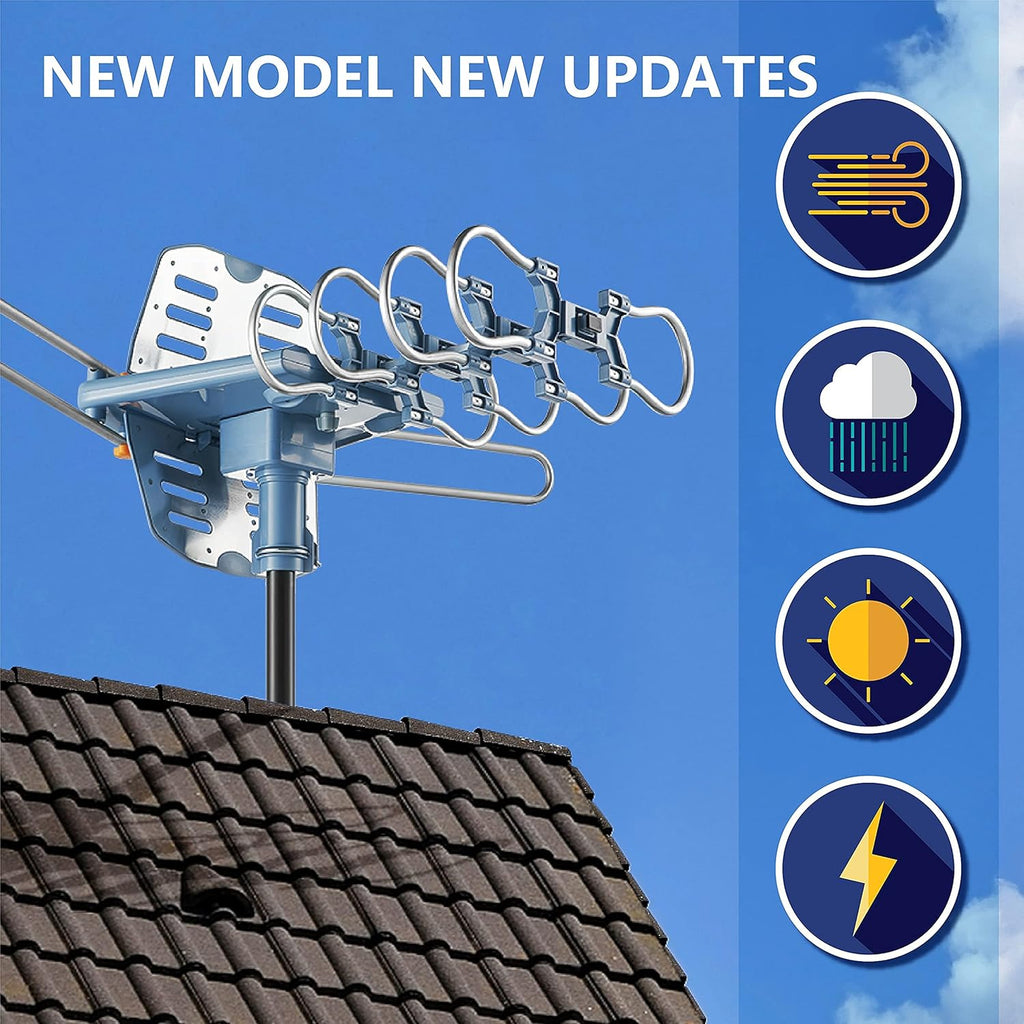 Digital Outdoor TV Antenna with Mount Pole 4K 1080p 150 Miles Range G813958