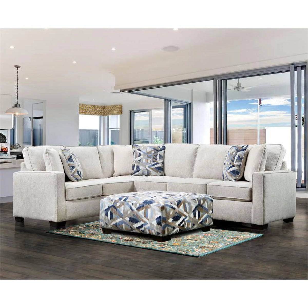 Chenille Upholstered Ottoman P182
