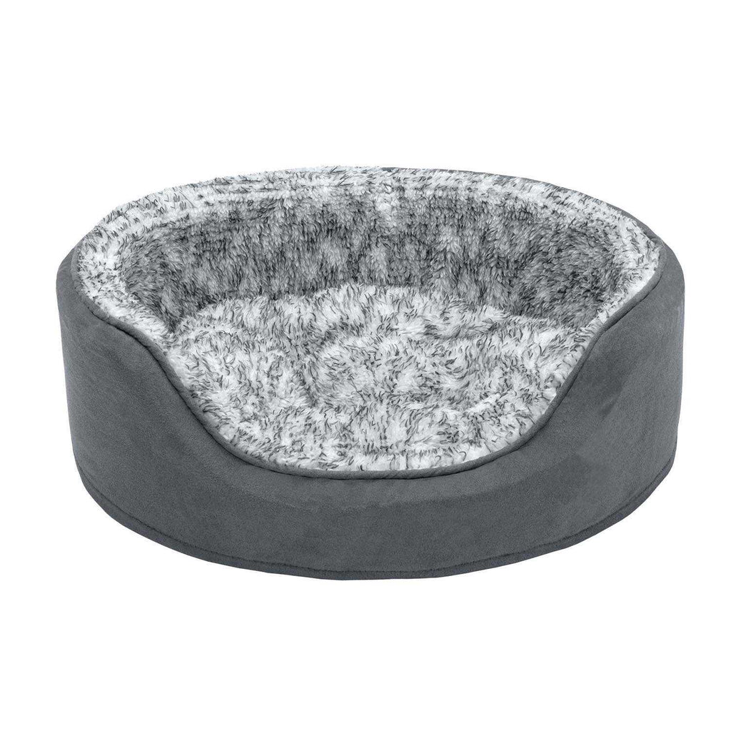 Two-Tone Fur & Suede Oval Dog Bed N45716