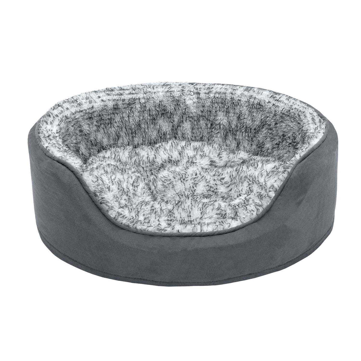 Two-Tone Fur & Suede Oval Dog Bed N45716