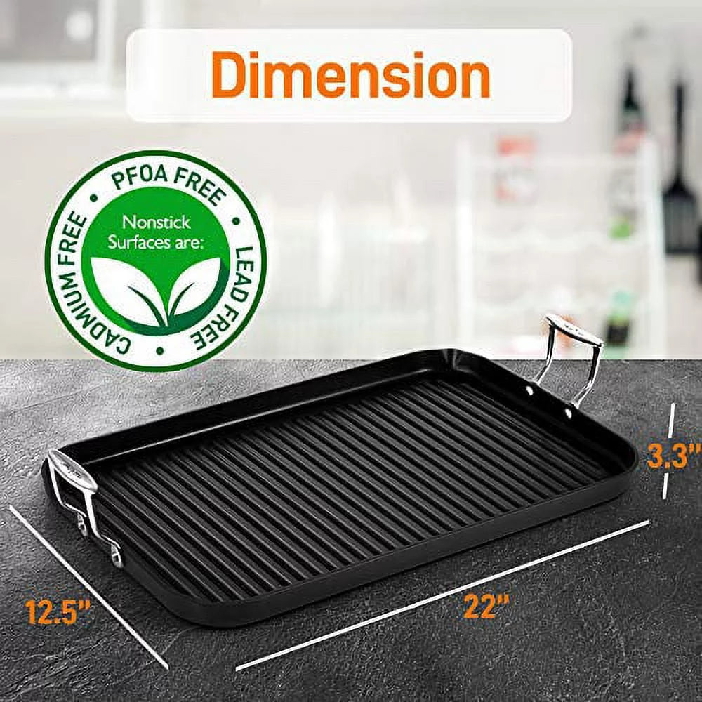 20" x 13" Nonstick Hard-Anodized Grill Pan Z2401