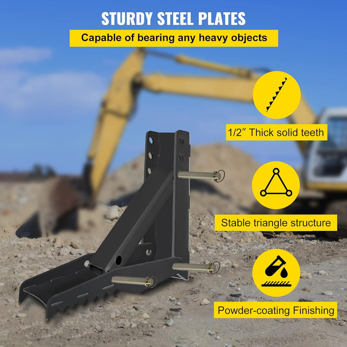 24 inch Excavator Hydraulic Thumb Backhoe Thumb Attachments Weld 1/2 Inch Teeth Thick Steel Plate Assembly CNC Plasma Cut Bolt-On Design G910