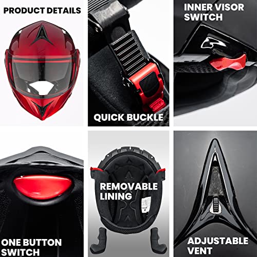 Modular Dual Visor Flip-up Full Face Motorcycle Helmet DOT A840
