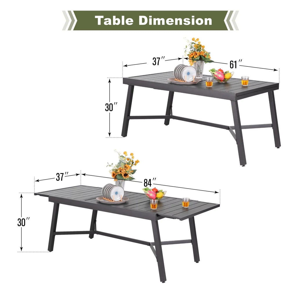 Black Expandable Metal Dining Table O299266
