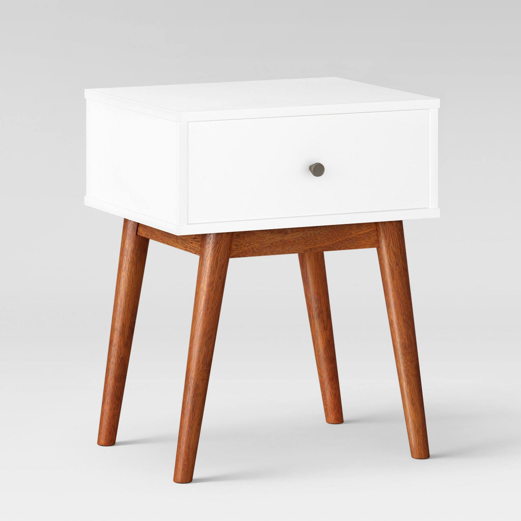 White/Brown Mid Century Two-Tone Side Table D726