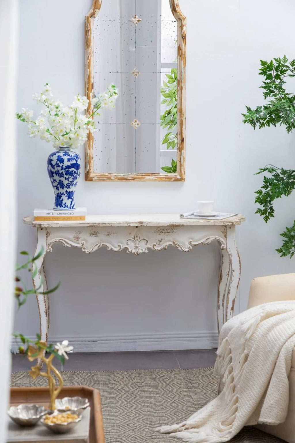 Vintage Weathered Finish Console Table T437650