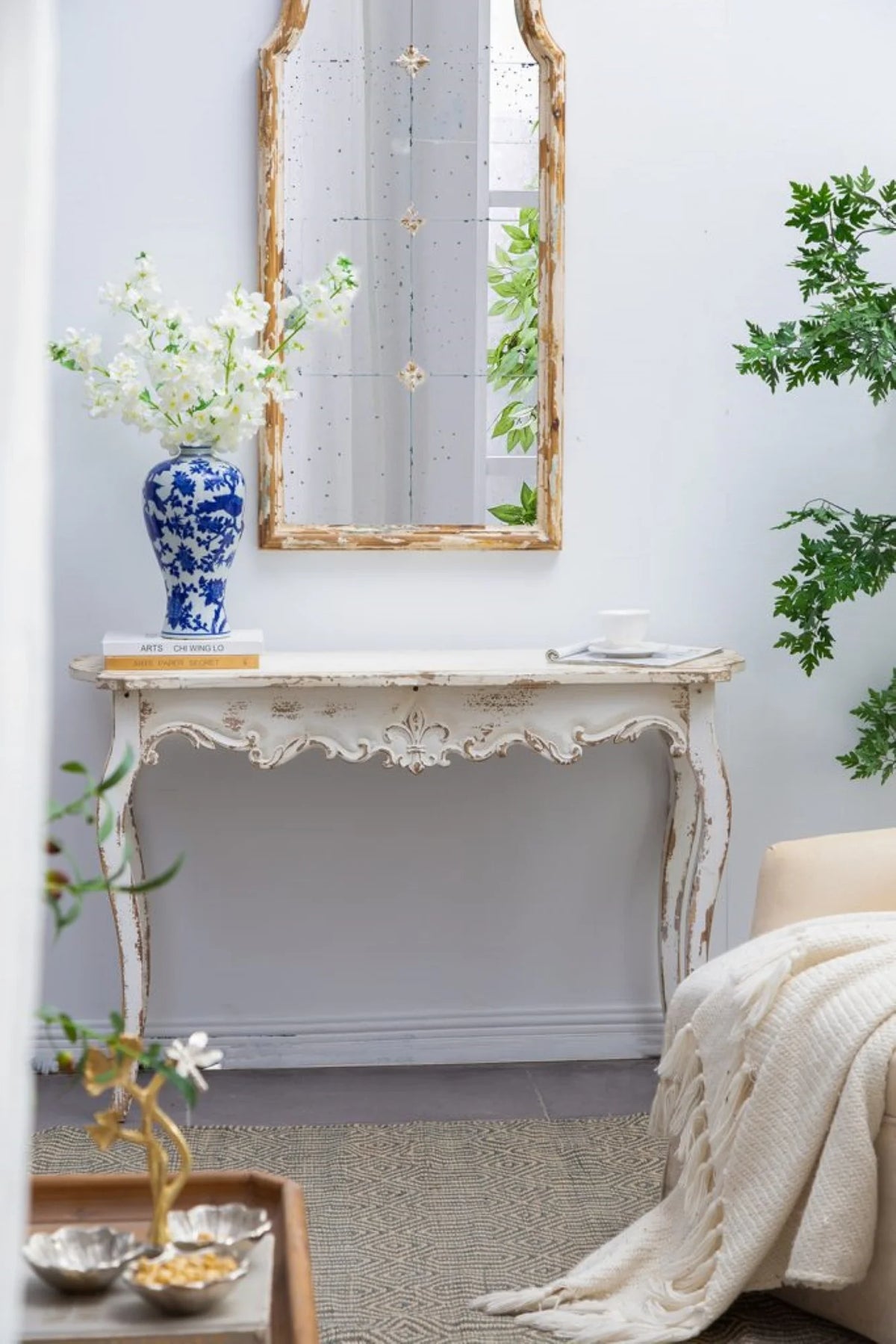 Vintage Weathered Finish Console Table T437650