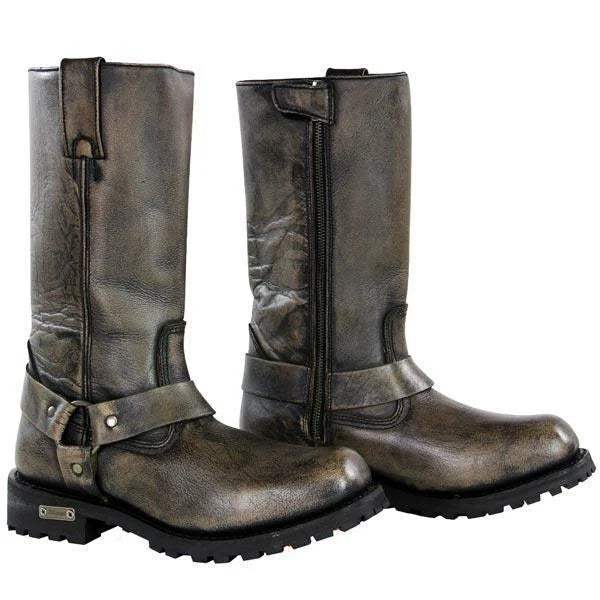 Distressed Brown Motorcycle Leather Boots T753