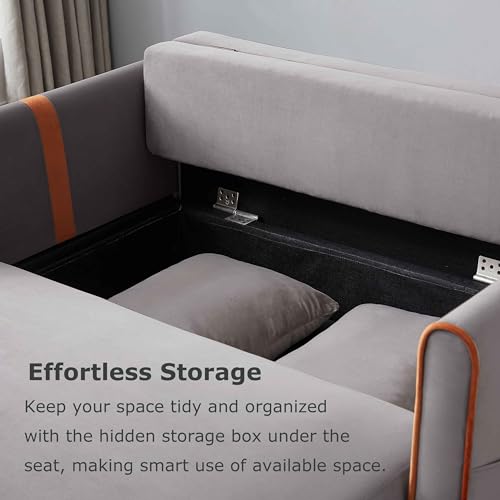 Black Velvet Convertible Sofa Bed with Storage P495