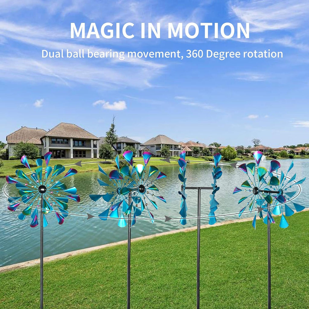 Kinetic Wind Spinners Outdoor Metal, 72 Inches Wind Catchers with Metal Stake F878210