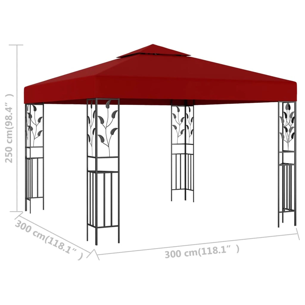 Steel Frame Gazebo Canopy Tent Sun Shelter Wine Red 118.1 x 118.1 x 98.4 Inches O5549