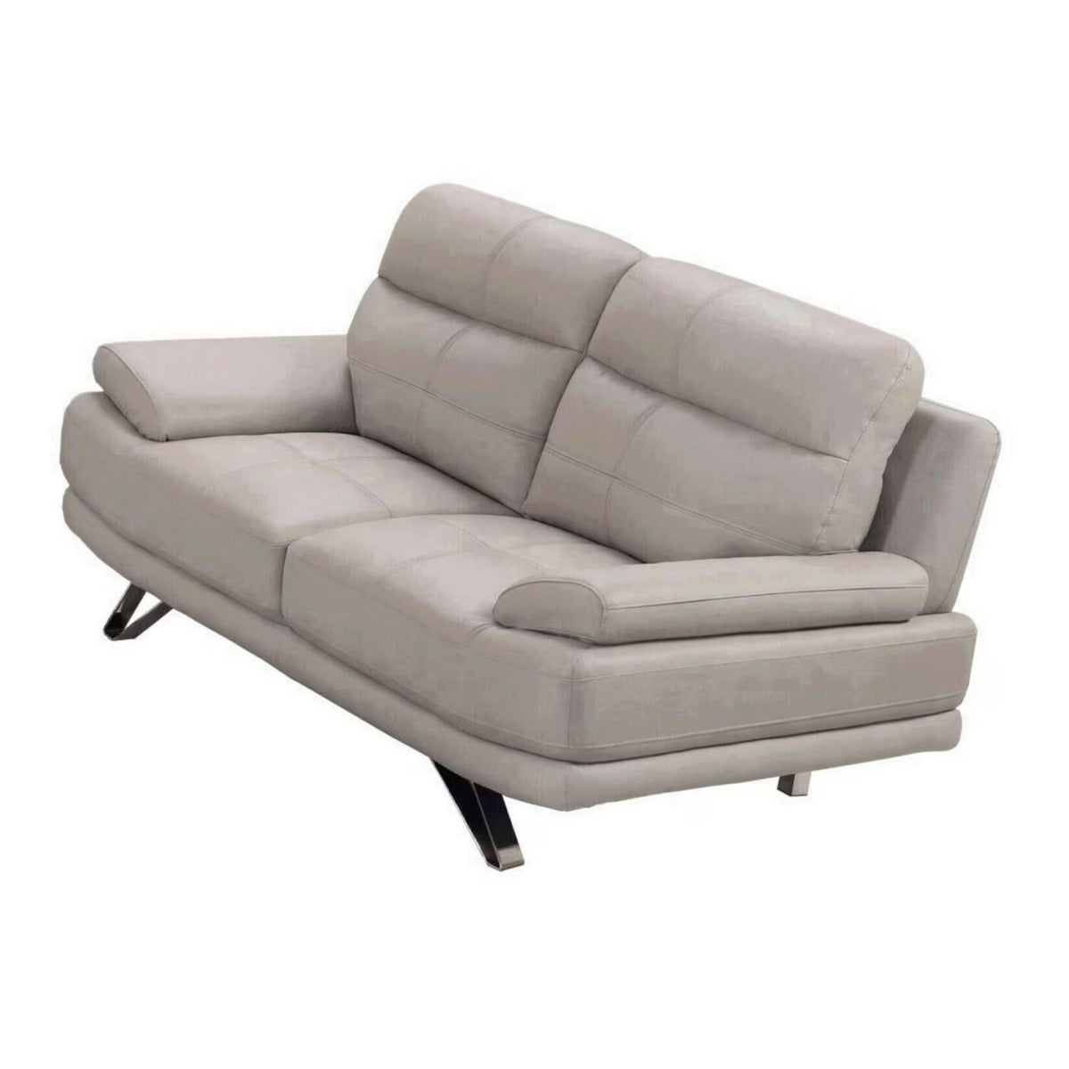 Light Gray Leather Loveseat O858415