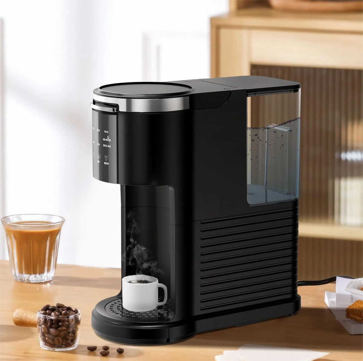2-in-1 Single Serve Coffee Maker, Black F67659