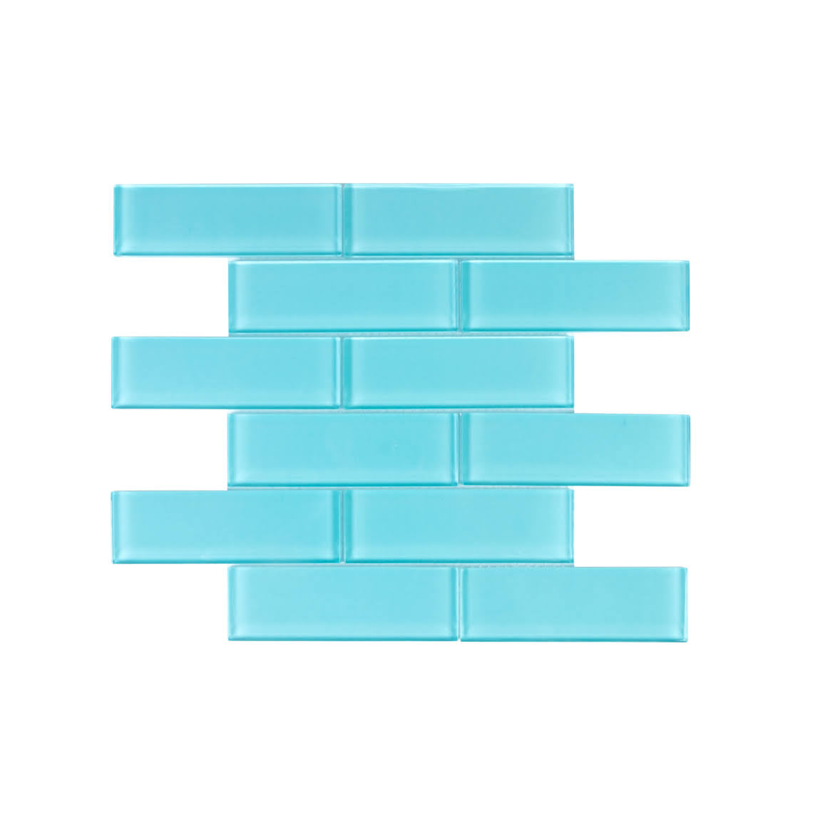 Aqua Blue Glass Mosaic Subway Tile 5 sqft R414573