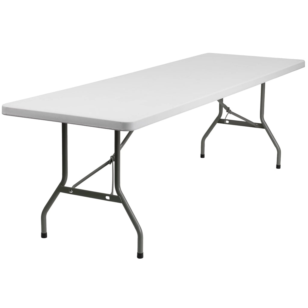 8-Foot Granite White Plastic Folding Table U8358