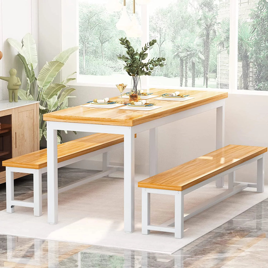 Dining Room Table Set with 2 Benches U791