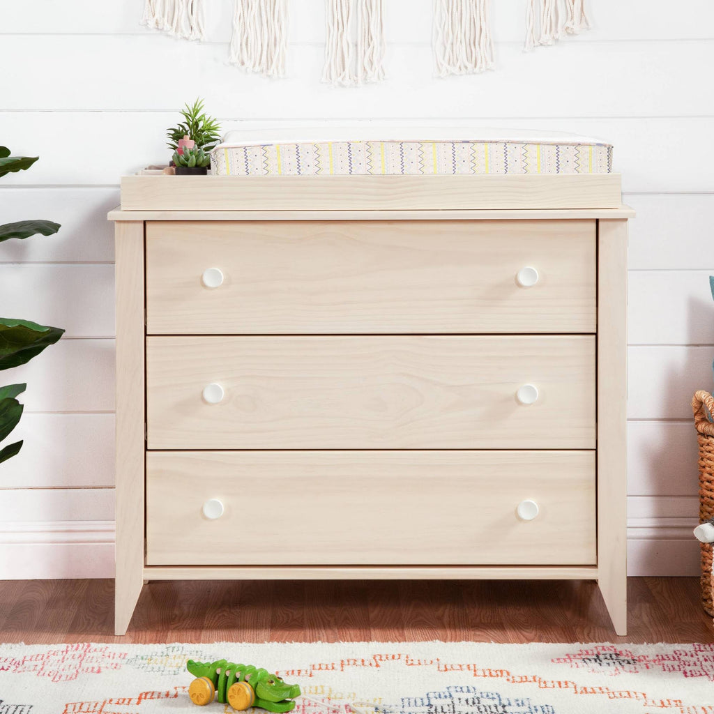 3-Drawer Changer Dresser with Removable Changing Tray Washed Natural White H40444