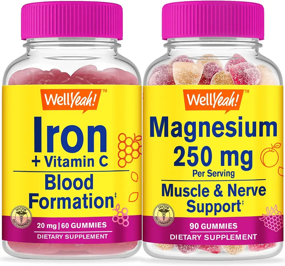 Iron+Vitamin C + Magnesium Citrate 250mg Gummies Bundle U3247