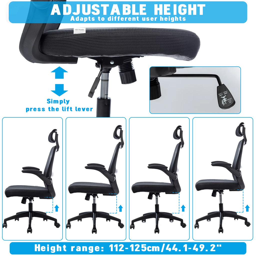 Black Ergonomic Office Chair with Lumbar Support W642