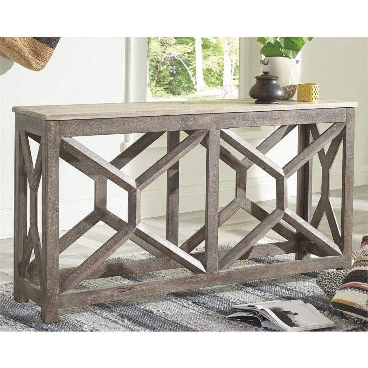 Antique Gray Console Table U8202