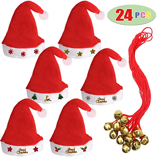 Christmas Santa Hats with Jingle Bell Necklaces U487