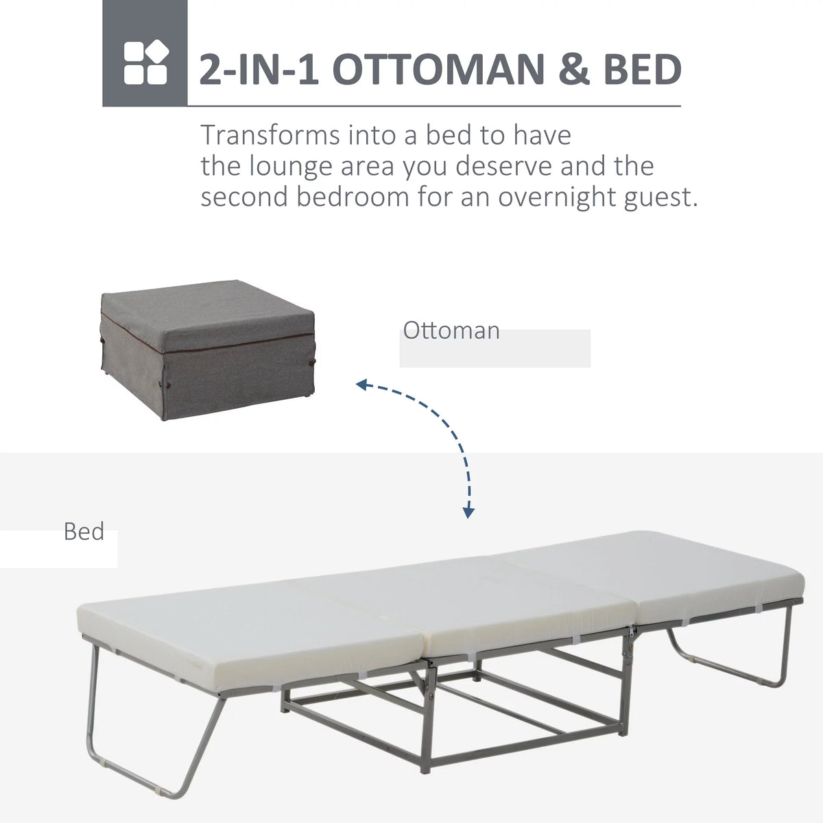 2 In 1 Grey Sofa Bed with Storage S380