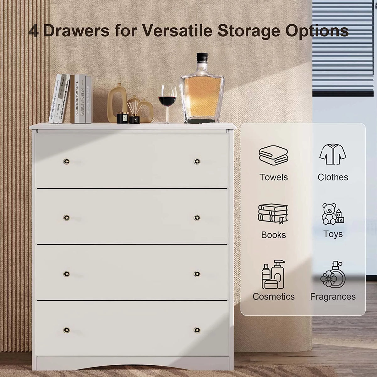 White 4 Drawer Dresser K218