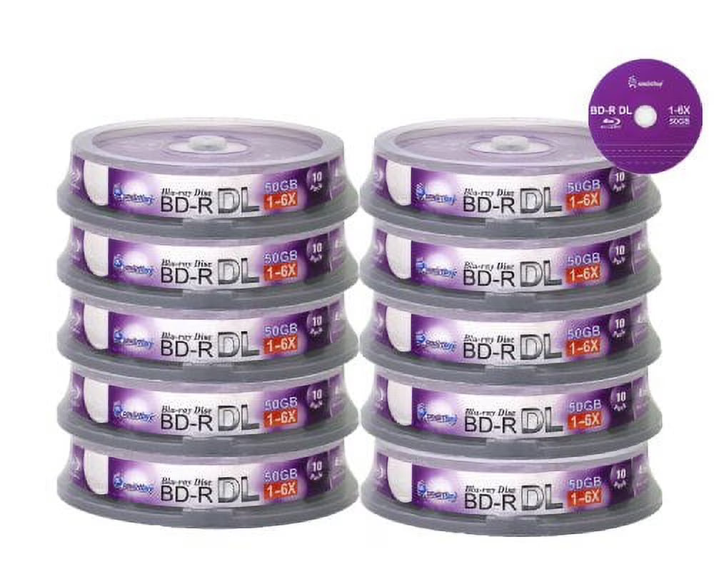 100 Disc 50GB 6x Blu-ray BD-R DL Blank Recordable Media K61063