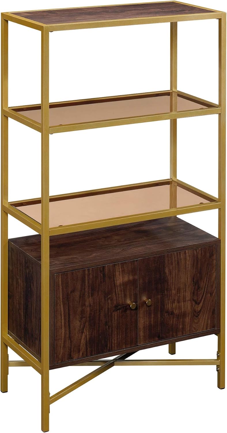 Bookcase with Doors, Rich Walnut Finish Z32155