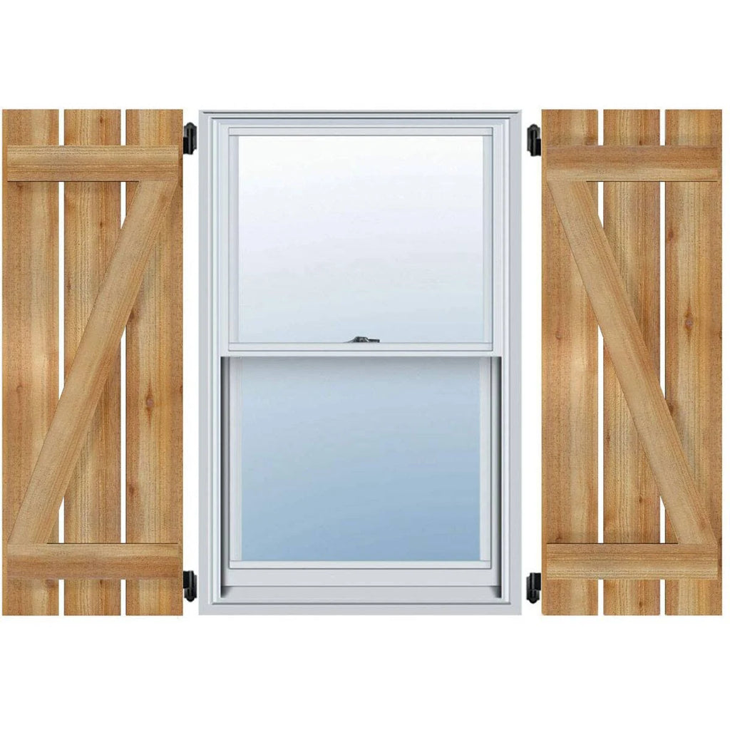 Spaced Board-n-Batten Shutters with Z-Bar, Rough Sawn Western Red Cedar H840