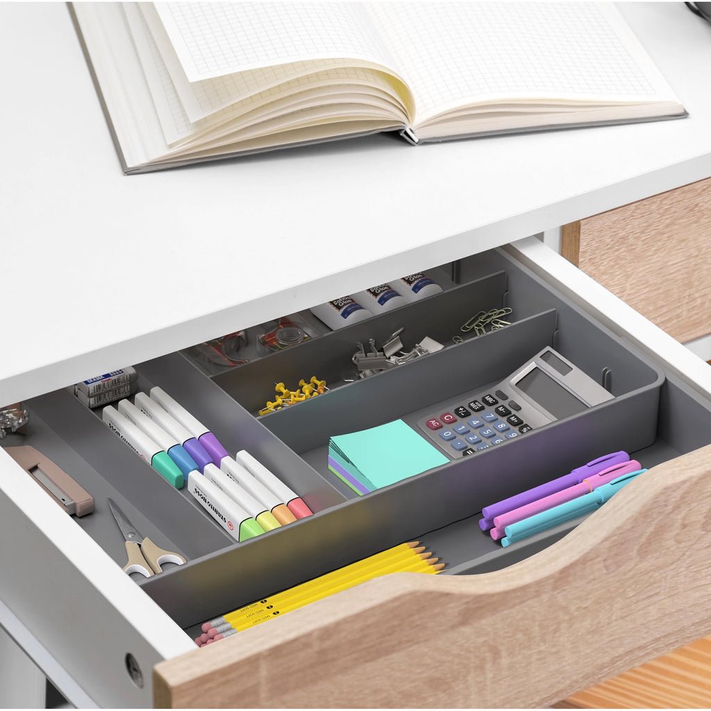 9 Compartment Expandable Cutlery Tray, Gray Z380