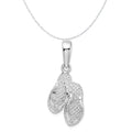 Sterling Silver Polished Textured Flip Flops Charm Pendant with Sterling Silver Cable Chain Necklace 18'' J68756