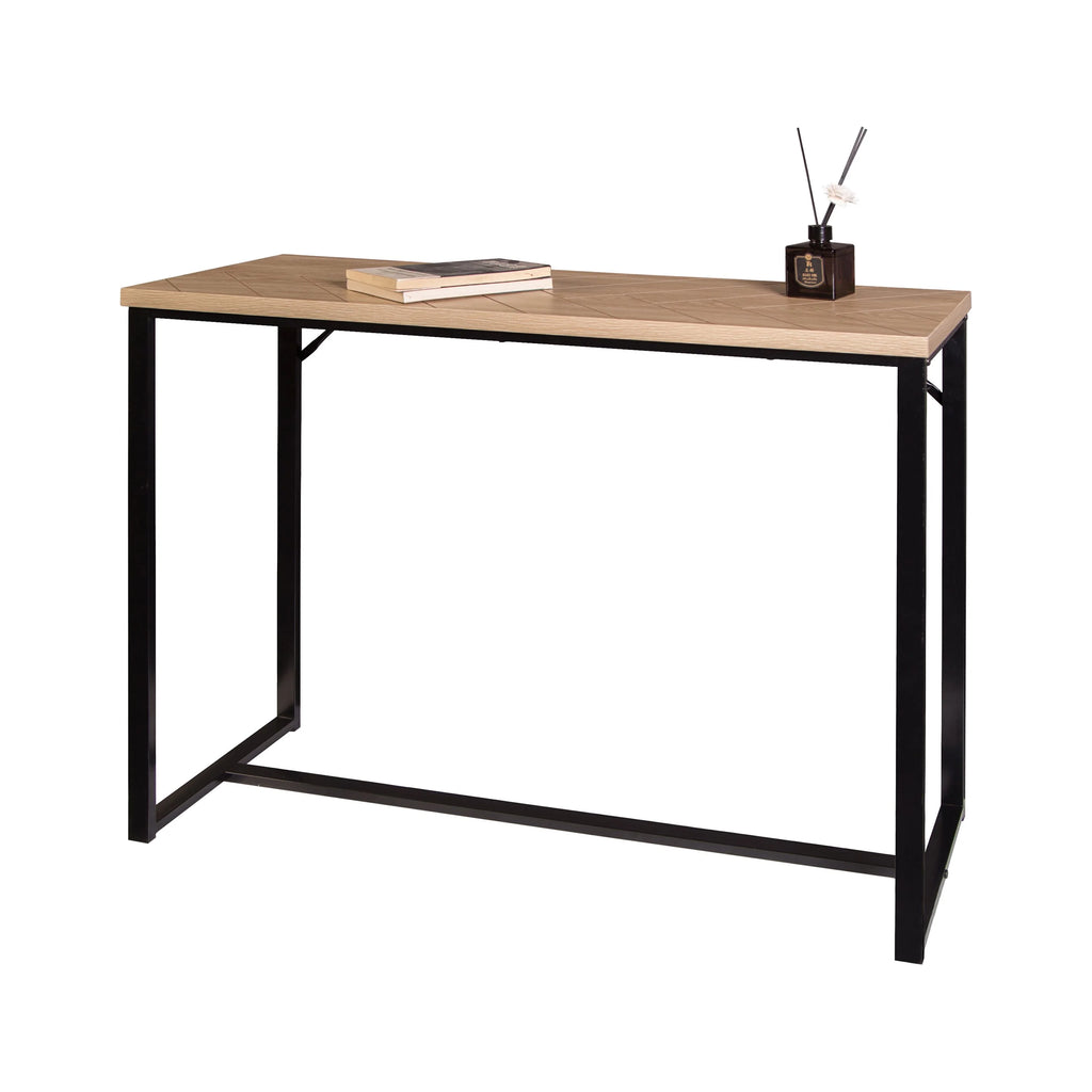 Coastal Modern Console Table Natural Wood Top with Black Metal Legs D6011