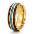 Tungsten Wedding Band with Koa Wood and Turquoise U87379
