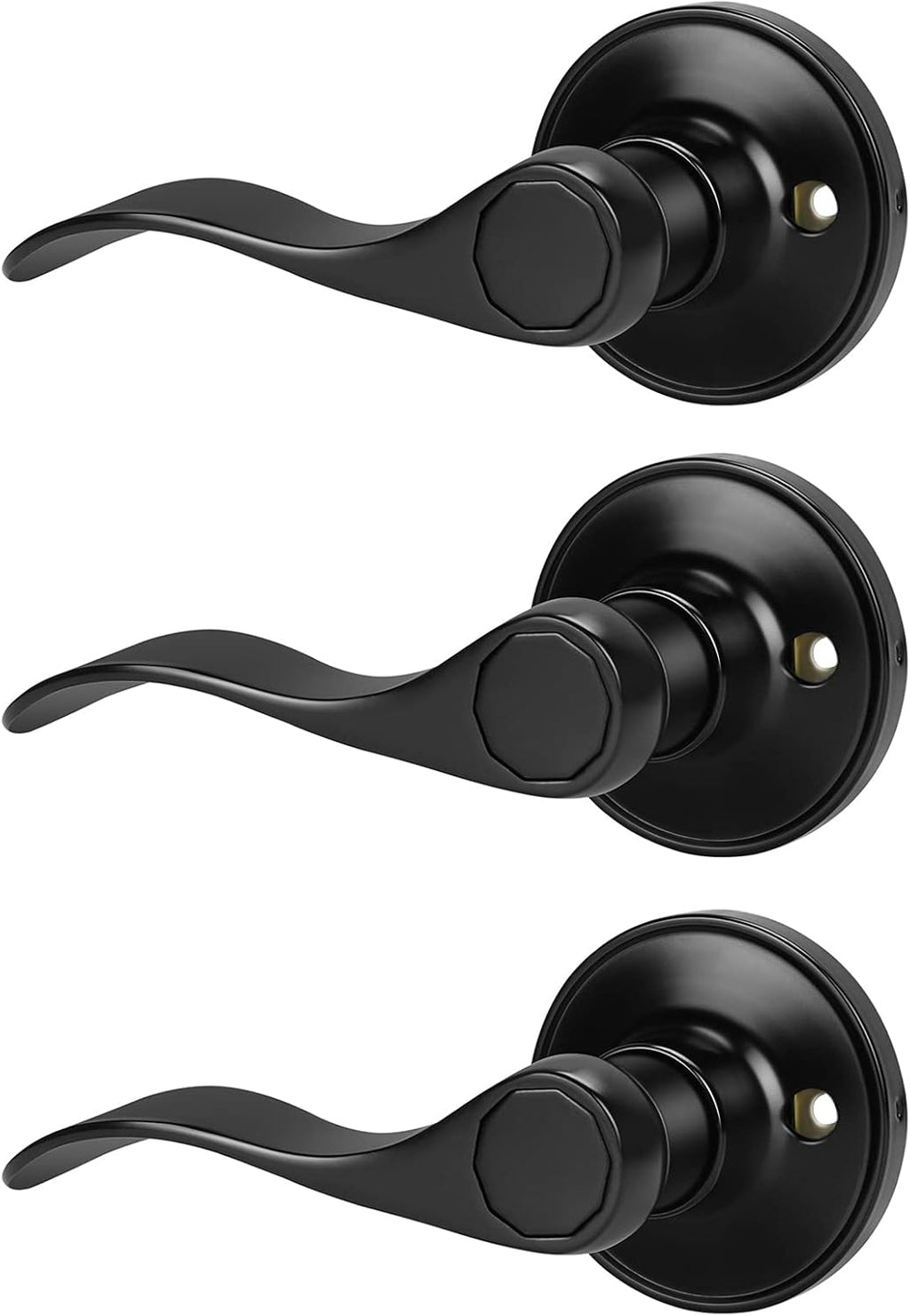 Matte Black 6 Pack Interior Door Levers Locksets Knobs T20261