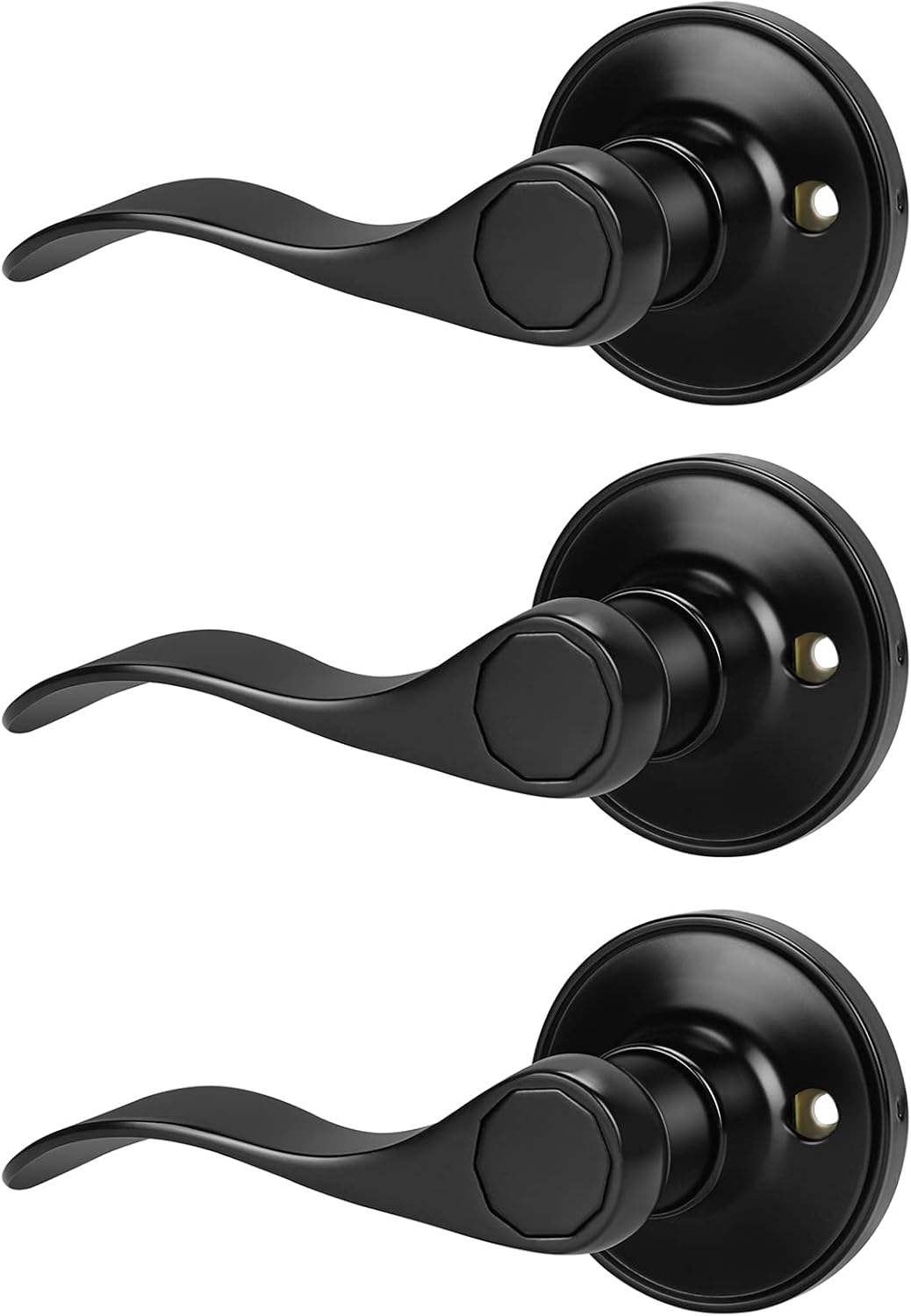 Matte Black 6 Pack Interior Door Levers Locksets Knobs T20261