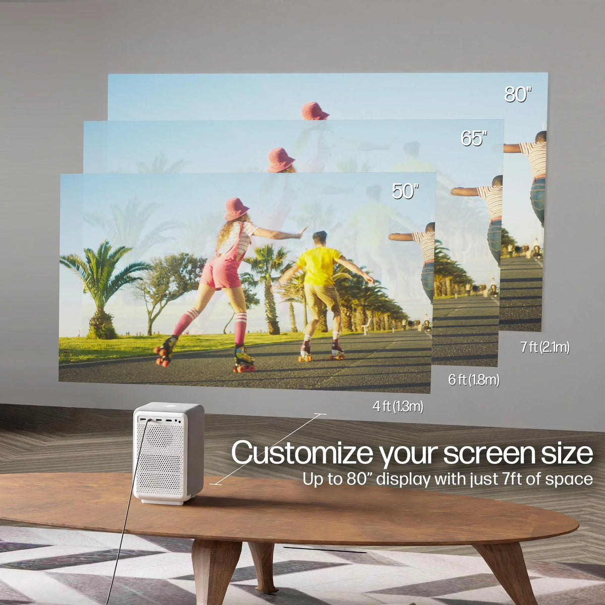 FHD LCD LED Projector with Streaming Player and 84 Projection Screen W924