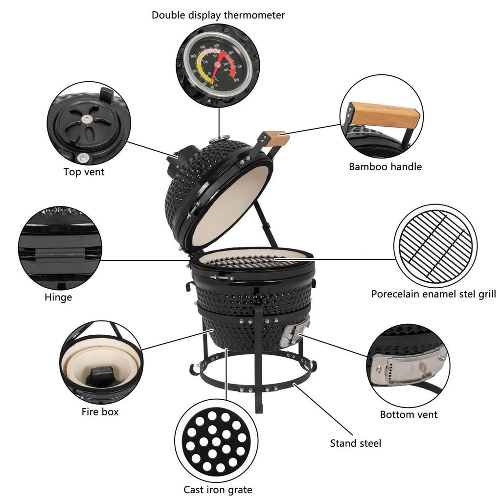 13'' Charcoal BBQ Grill Smoker J9962
